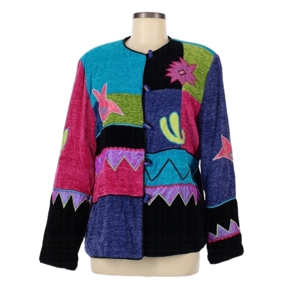 Vintage Allure Multicolor Quilted Tapestry‎ Jacket Size Medium